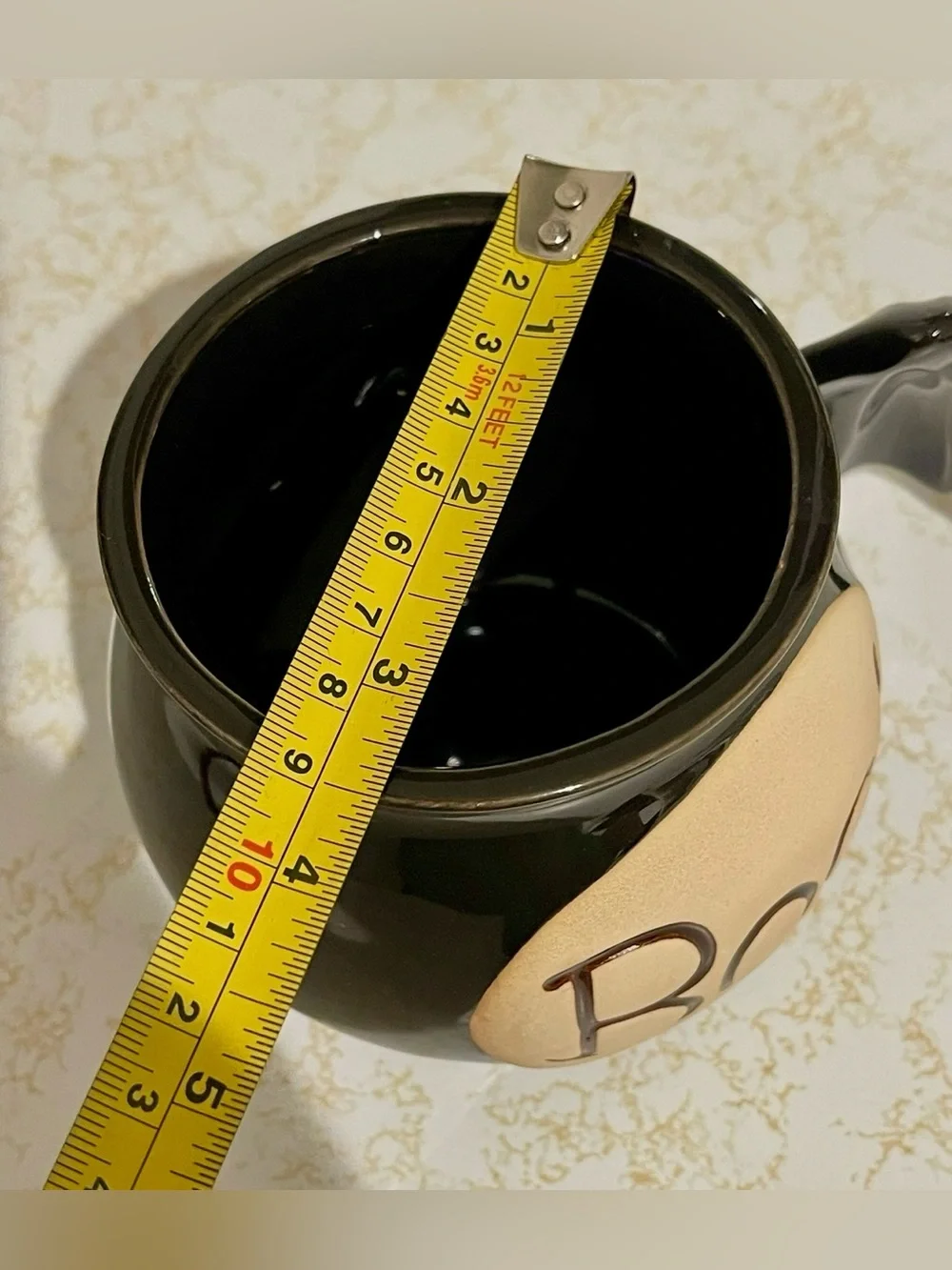 BOSTON WAREHOUSE HALLOWEEN WITCH CAULDRON COFFEE MUG CUP BAT WING 3D HANDLE BOO!